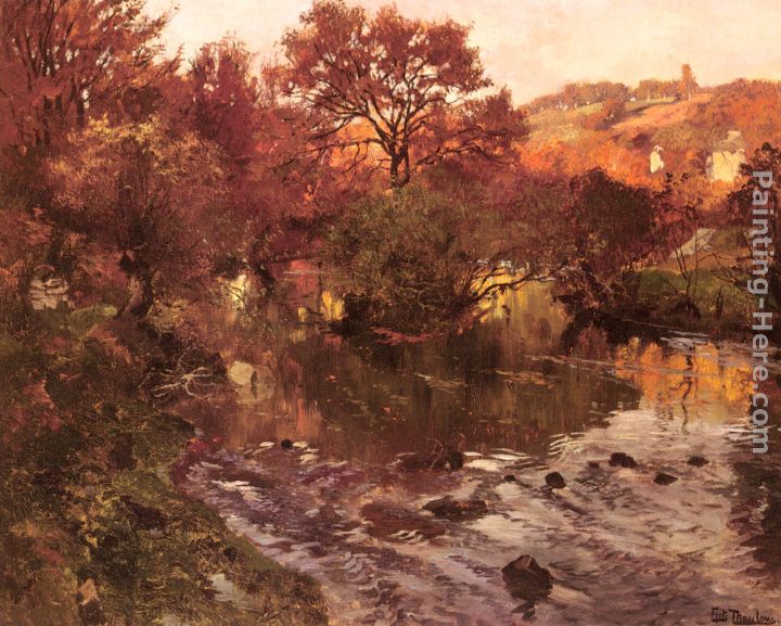 Golden Autumn, Brittany painting - Fritz Thaulow Golden Autumn, Brittany art painting